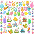 Easter Decorations for Home Easter Party Decorations Includes Happy Easter Banner Easter Garland Egg Bunny Easter Hanging Decorations Swirls Honeycomb Balls for Holiday Party Home Classroom Office