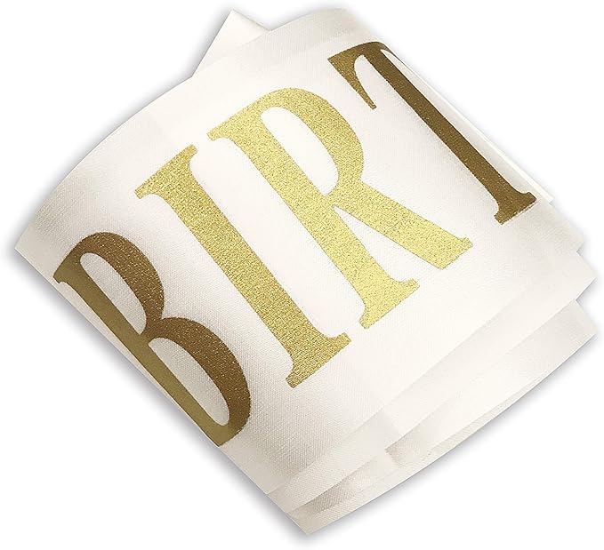 Birthday Sash for Girls White Satin Birthday Girl Sash with Gold Glitter Lettering Party Favors, Supplies and Decorations