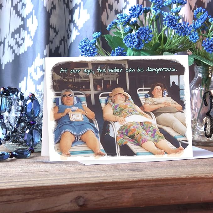 SHADE TREE GREETINGS Funny Women's Birthday Greeting Card (5" x 7") by Actual Pictures | 3 Pack + 3 Envelopes (Lifeguards)