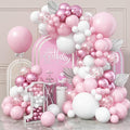 Pink and White Balloon Arch, Light Pink White Party Balloons Pastel Baby Pink Balloon Garland Kit White Pink Metallic Latex Helium Balloons for Birthday Baby Shower Girl Christening Party Decorations