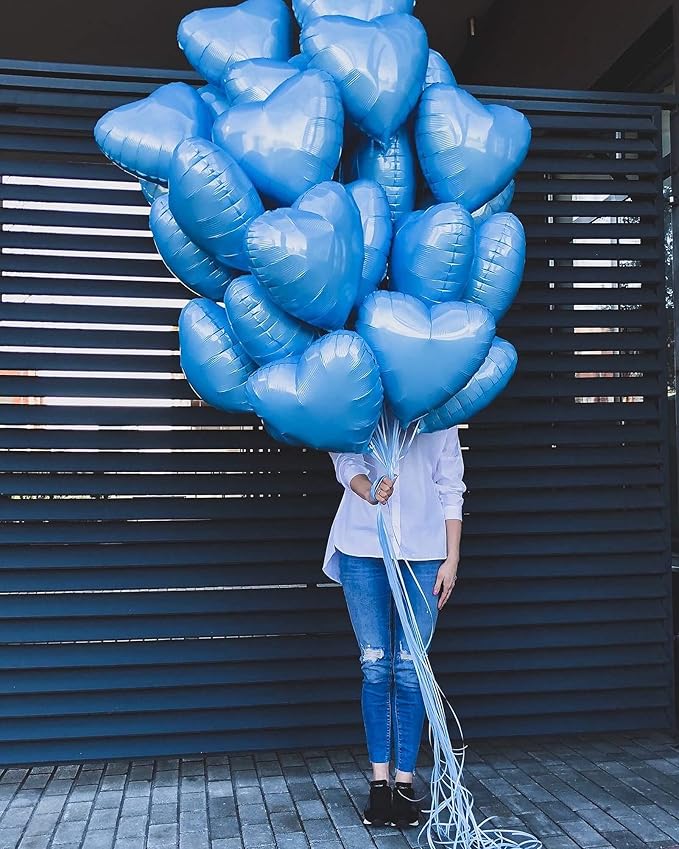 Pink Heart Shaped balloons Pack of 12,18 Inch Love Valentine Balloons Blue Heart Romantic Balloons For Valentines Day Propose Marriage Wedding Bridal Shower Engagement Party Decorations