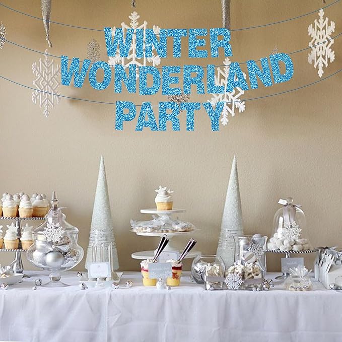 BEISHIDA 116 PCS A-Z DIY Letter Banner Kit Make Your Own Banner Glitter Sky Blue Including 111 Letters and Numbers 3 Rope and 2 Threading Device,Customized for Birthday Graduation Wedding Party Decor