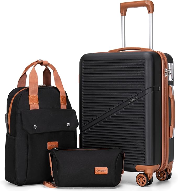 Cosbarn Carry On Luggage 22x14x9 Airline Approved, 20 Inch Carry on Suitcases with Wheels, ABS Lightweight Carry-on Luggage, Travel Suitcase Set with Wheels and TSA Lock