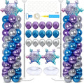2 Sets Snow Party Balloon Column Stand Kit with 102 Balloons Winter Wonderland 5.57ft Adjustable Balloon Tower Stand with Bases Snowflake Balloons Arch Column for Girl Princess Birthday Party Supplies