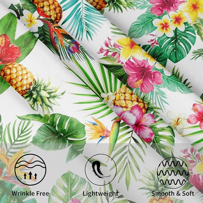 Summer Tropical Pineapple Round Tablecloth 60 Inch Green Hawaiian Palm Leaf Circle Table Cloth Floral Table Cover Washable Polyester Decorations for Kitchen Dinning Room Party