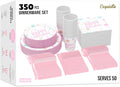 Exquisite 350 Pcs Pink Happy Birthday Plates and Napkins Set, Pink Birthday Plates Set, 50 Of Each 9" Dinner Plate, 7" Dessert Plate, 12 oz Cups, Napkins & Cutlery Plastic Dinnerware Set Set