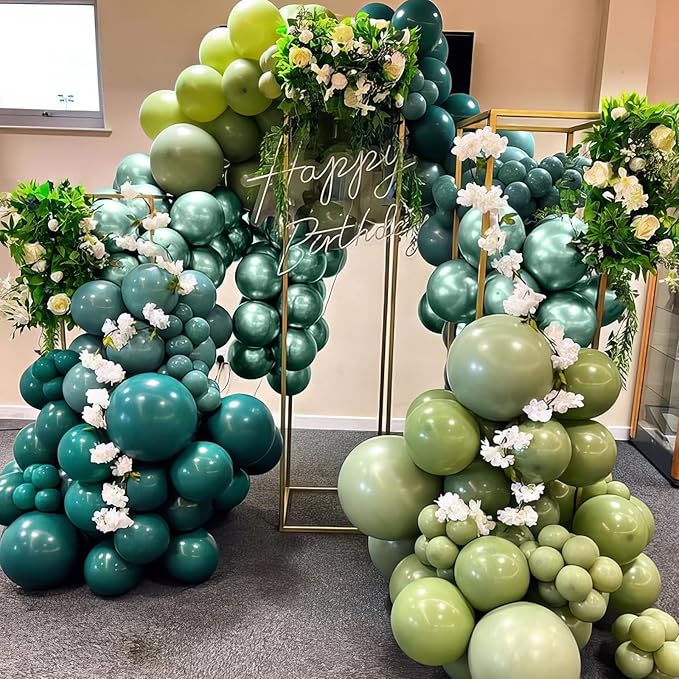 Blue and Green Balloons, 50Pcs 12 Inches Dark Green Navy Blue Metallic Dinosaur Birthday Balloons for Boys Dinosaur Birthday Party Hunting Baby Shower Wedding Graduation Decorations