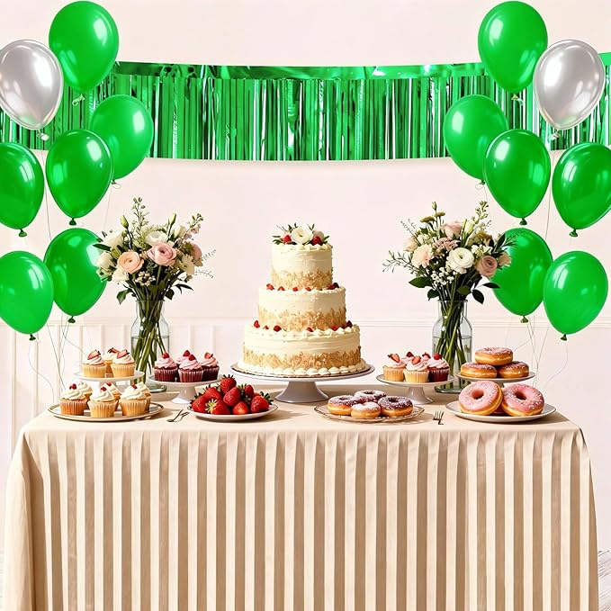 4 Packs Foil Fringe Garland Tinsel Streamers Shiny Wall Hanging Birthday Banner Backdrop for Graduation Wedding Anniversary Celebration Happy Birthday Party Decorations Green