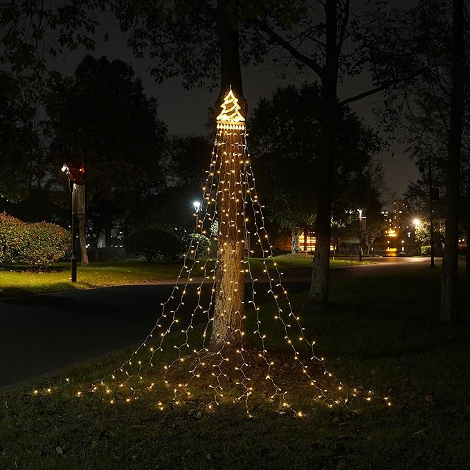Outdoor Christmas Tree String Lights with 9 Strands 11.5ft, 350 LED Christmas Tree Lights with 8 Modes, Waterproof for Yard Patio Xmas Wedding,Party,New Year (Warm White)