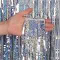 Foil Fringe Curtains - 2 Packs 3ftx8ft Sparkle Metallic Curtains Party Decorations Photo Booth Decorations Party Supplier - Sliver