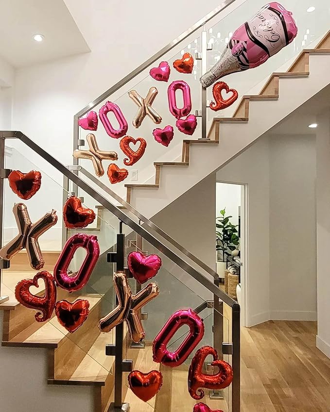 Valentines Day Decorations XOXO Balloons 18 Inch Heart Balloons for Valentines Day Galentines Day Wedding Party Decorations