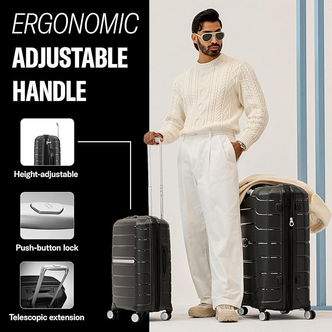 Samsonite Freeform 2-Piece Luggage Set - Carry-On & Large Checked Luggage with Dual Spinner Wheels - Durable Polypropylene Hardshell - TSA Lock, Airline-Approved - Expandable Hard Shell - White