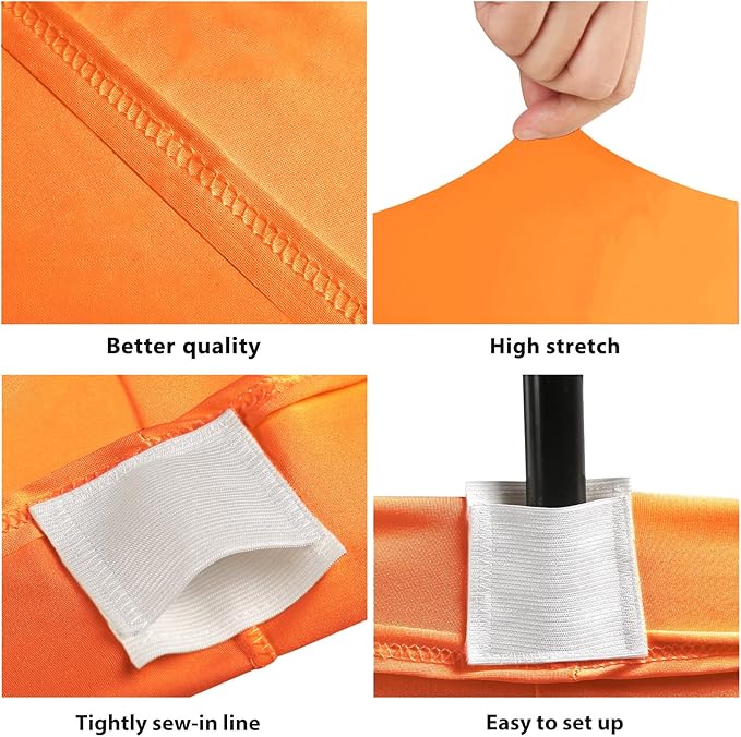 Table Covers for 6 Foot Tables, 2 Pack Orange Washable and Wrinkle Resistant Stretch Tablecloths Rectangle 6ft for Events, Wedding, Banquets, Parties