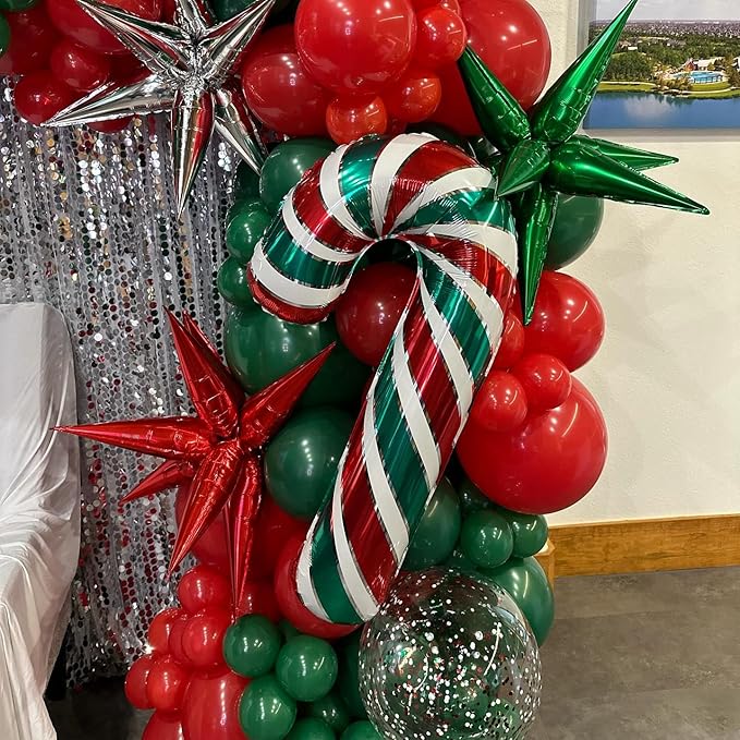 Red and Green Balloons, 80Pcs 12inch Christmas Red Green Latex Balloons Confetti Balloons with 1 Ribbon for Christmas Birthday Baby Shower Wedding Graduation Party Decorations