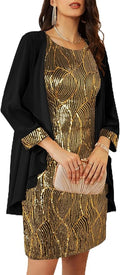 GRACE KARIN Women's Sequin Dress - Wedding Guest & Mother of The Bride Formal Dress - Two Piece Knee Length