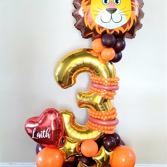 Gold Number 3 Balloon, 40 Inch Large Number Foil Mylar Balloons for 3rd Girl Boy Birthday Party Celebration Decorations Supplies, Digital Balloons for Wedding Anniversary Events Decor