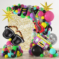 JOGAMS 80s 90s Party Decorations 165Pcs Balloons with Retro Inflatable Guitar Microphone Glasses Music Note Disco Ball Balloons for Back to 90s 80s Hip Hop Rock Theme Birthday Prom Party