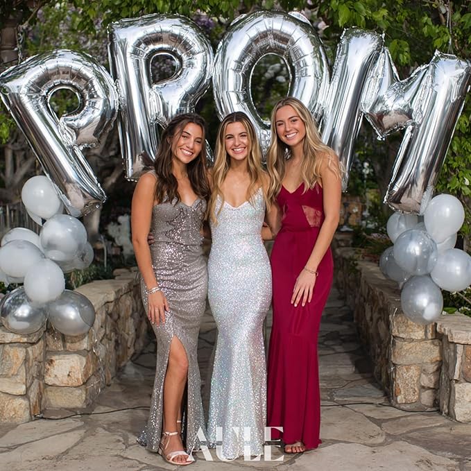 AULE 40 Inch Big Letter Balloon Silver T Large Foil Helium Alphabet Balloons A-Z for Birthday Anniversary Graduation New Year Party Decoration Supplies