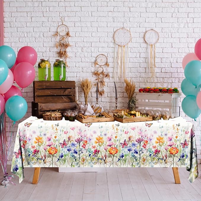 HAKOTI Wildflower Baby Shower Decorations - 3Pcs Wildflower Tablecloth Wildflower Baby in Bloom Party Tablecloth Floral Theme Supplies for Little Wildflower Baby Shower Decorations