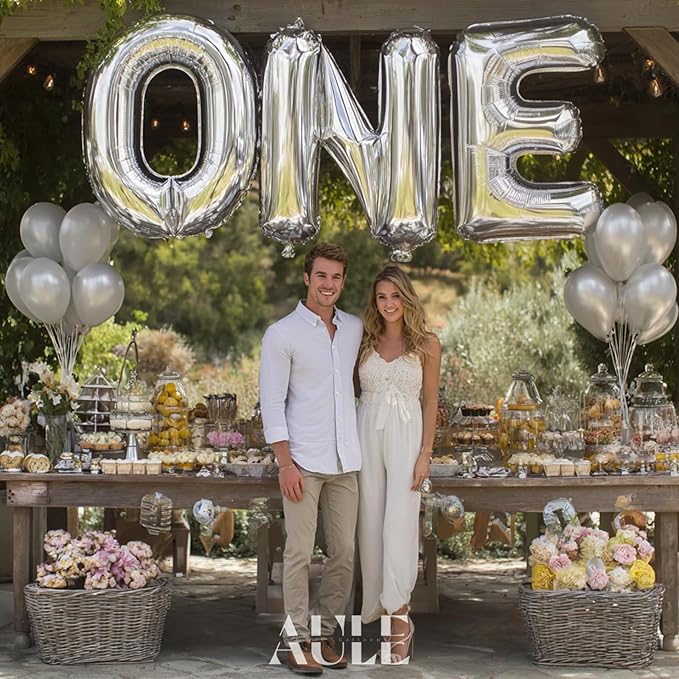 AULE 40 Inch Big Letter Balloon Silver Y Large Foil Helium Alphabet Balloons A-Z for Birthday Anniversary Graduation New Year Party Decoration Supplies