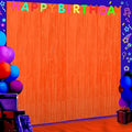 6 Pack 3.3Ft x 6.6Ft Orange Glow in The Dark Foil Fringe Curtain Backdrop Party Supplies, Fluorescent Macaron Metallic Tinsel Foil Streamers Curtain Photo Booth for Neon Birthday Party Decorations