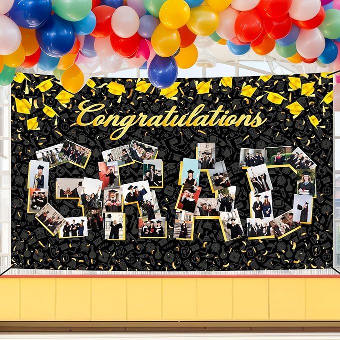 Large Graduation Photo Banner Decorations 72x44 Inch,Graduate Banner for Class of 2026 Ceremony Congratulations Grad School DIY Prom Favors Party Supplies, Picture Backdrop Sign Photography Background