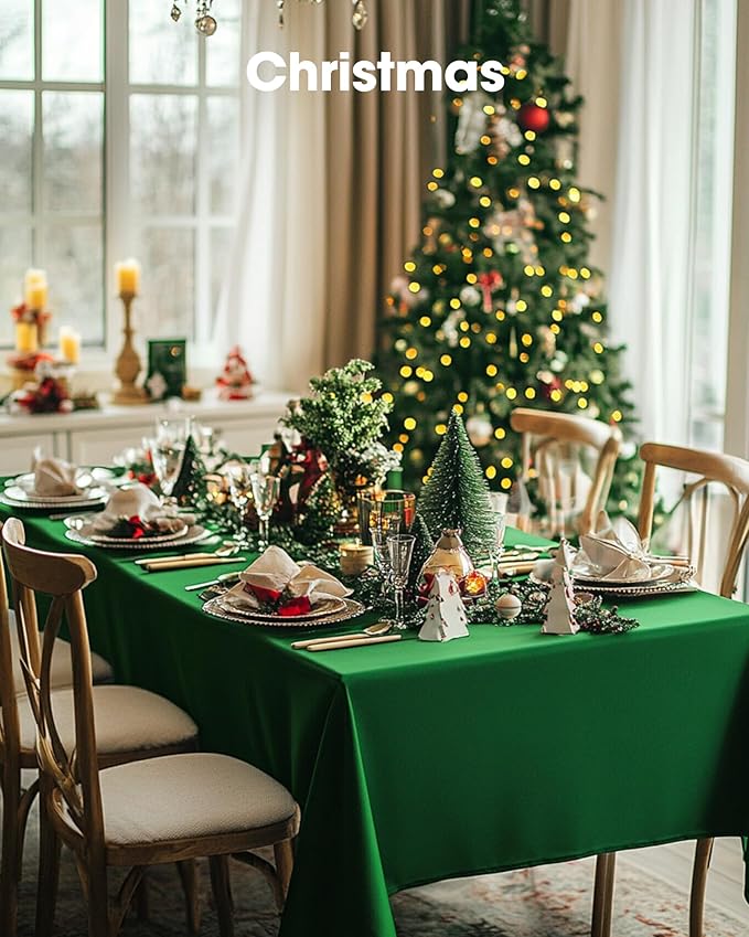 Pureegg Plastic Table Cloth Disposable 6 Pack, 54 x 108 Inch Table Cloths, St Patricks Day, Christmas Decorations, Tablecloths, Rectangle, Forest, Plastic Cover, Waterproof, Green