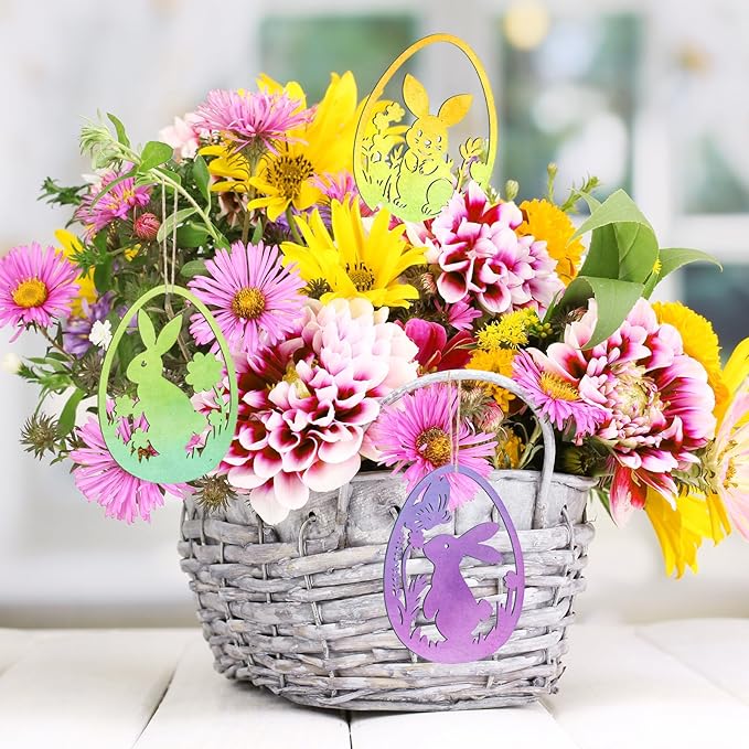 36PCS Wooden Easter Ornaments to Paint, 6 Styles DIY Blank Unfinished Wood Egg Cutouts Ornament for Crafts Hanging Decorations Happy Easter Hallow Egg Rabbit Bunny Butterfly Flower Hen