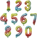 16 Inch Foil Mylar Number Balloons 0-9 for Party Decoration (Rainbow)