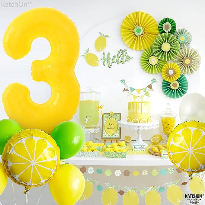 KatchOn, Big, Yellow 3 Balloon Number - 40 Inch | Yellow Three balloon for 3 Year Old Balloons | 3rd Birthday Decorations for Boys | 3 birthday Balloon, Honey Bee Party Decorations