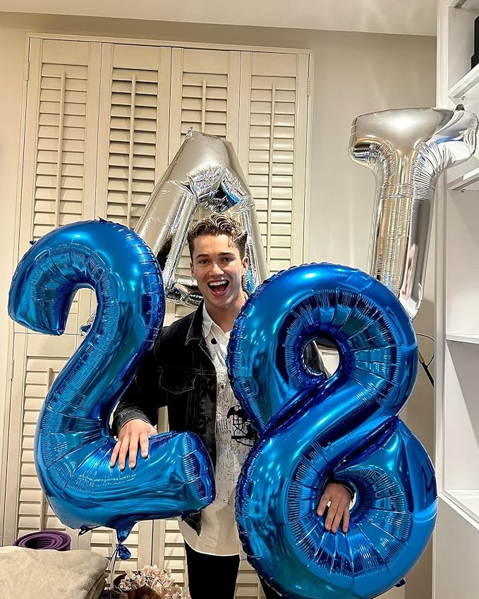 Navy Blue 2 Balloon, Number Balloon 40 Inch, Two Number Birthday Decorations, Second 2nd Birthday Party Supplies, Number 2