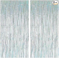 2 Pack Birthday Decoration, Silver Party Fringe Backdrop Decor Tinsel Foil Curtain Door Backdrop Banner Photo Booth Streamer for Birthday Wedding Baby Shower Bachelorette Disco Party
