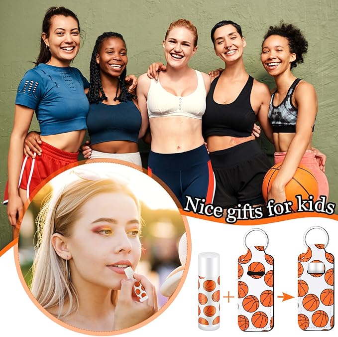 18 Sets Basketball Party Favors Lip Balm and Holder Keychain Bulk Basketball Senior Night 2026 Party Supplies Goodie Bags Stuffers Sport Team Gifts Accessories for Sports Lovers Players Coach