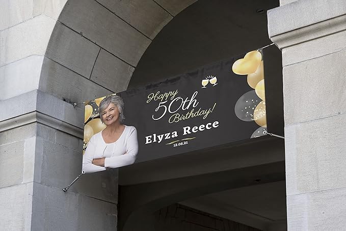 Custom Happy Birthday Vinyl Banner Sign, Personalized Party Backdrop, Gift, and Decoration - From NiceMemoryLLC. (Style-08)
