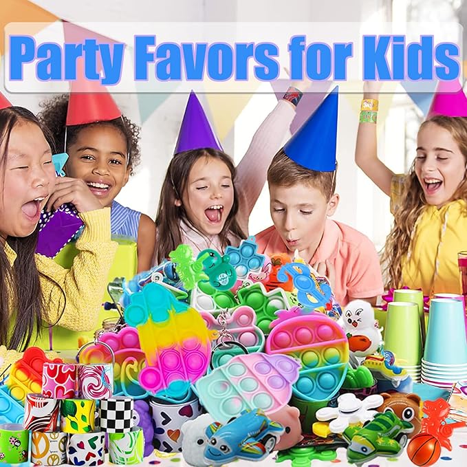 128 Pcs Party Favors, Prize Box Toys for Kids Classroom, Treasure Chest, Pinata Fillers, Goodie Bags Stuffers Bulk, Fidget Toys Set