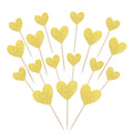 30 PCS Heart Cupcake Toppers Glitter Sweet Love Theme Cupcake Picks Wedding Engagement Bridal Shower Birthday Valentine's Day Party Cake Decorations Supplies Mixed Size Gold