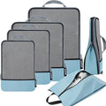BAGAIL 4 Set/6 Set/8 Set Compression Packing Cubes Travel Accessories Expandable Packing Organizers (Half Mesh, 6-Dusty Blue)