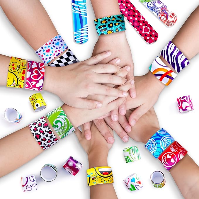 Giraffe 50 Pack Multi Color Slap Bracelets for Kids - Easter Eggs Fillers for Goody Bag - Easter Eggs Stuffers Bulk - Easters Basket Stuffers for kids Party Favors