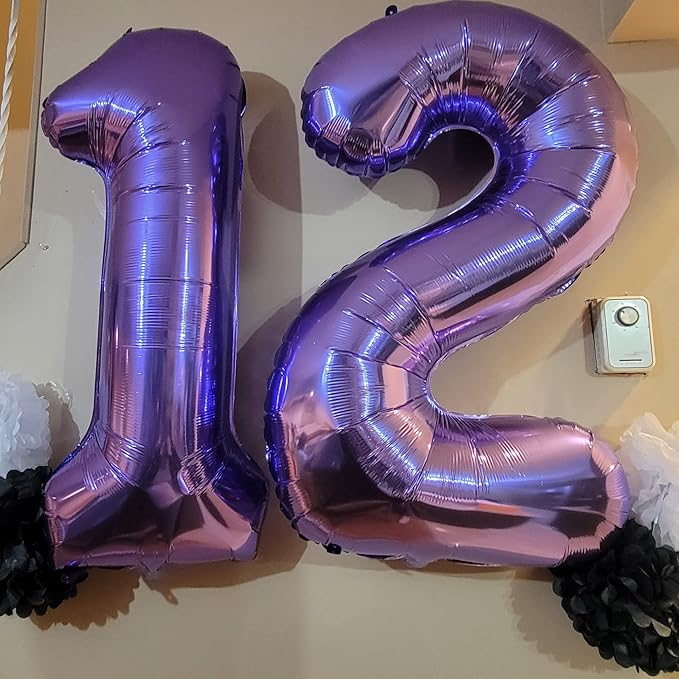 15th Birthday Balloons for Girls, 15 Inch Giant Purple Foil Number 15 Balloons with Purple Confetti Balloons Kit, Digit 1 & 5 Helium Balloons for Boys Women Men 15th 51st Anniversary Party Decorations