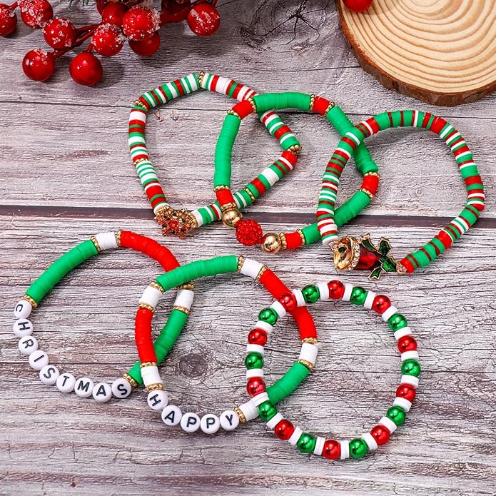 Surfer Heishi Bracelets for Women Stackable Rainbow Vinyl Disc Clay Beaded Stretch Bracelets Elastic Layering Friendship Bracelets Boho Summer Beach Jewelry