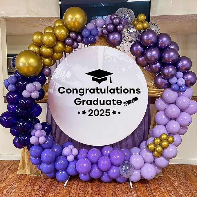 Purple Balloons Garland Arch Kit, Dark Purple Lavender Light Pastel Balloon Metallic Gold Balloons and Explosion Star Foil Balloons for Women Birthday Wedding Party Decorations Supplies