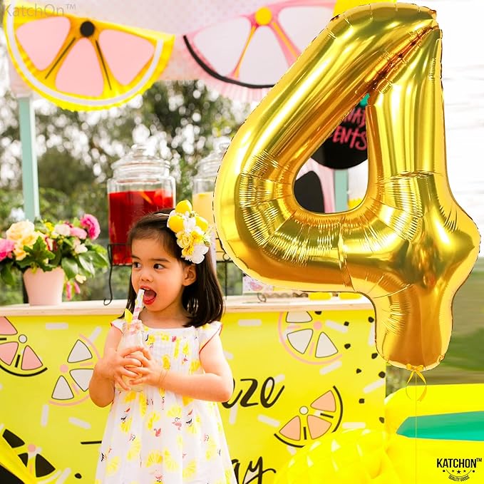 KatchOn, Gold Number 4 Balloons - Big, 40 Inch | 4 Birthday Balloon Gold, 4th Birthday Decorations | Golden 4 Balloon, 4th Anniversary Decorations | 4 Year Old balloon