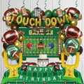 Football Party Decorations Kit & Green Brown Gold Balloons & Goal Post Touchdown Foil Balloons & Banner Backdrop for Boys & Men Sports Theme Major Tailgating Season Celebration Supplies Decorations