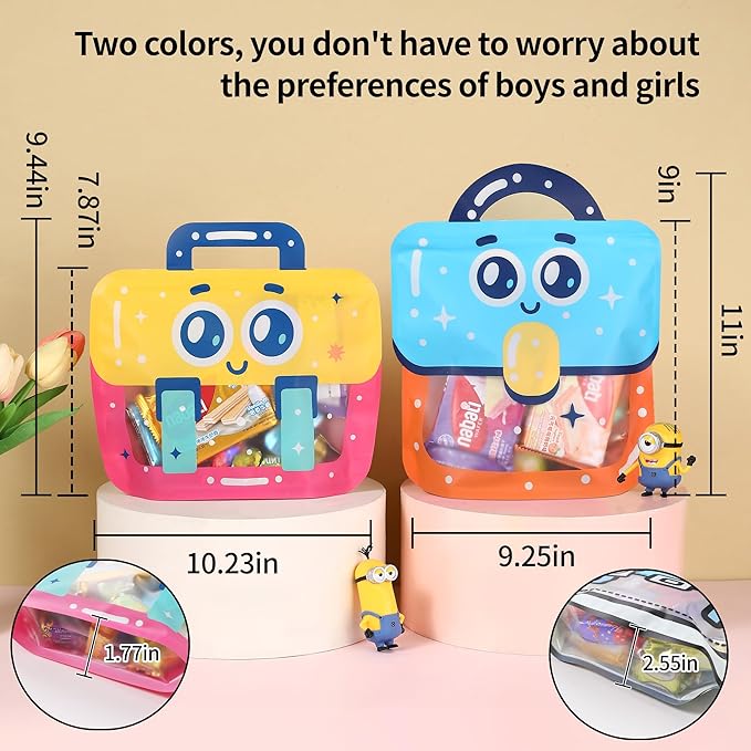 Lati Large Cartoon 24PCS Birthday Party Favors Goodie Bags - Style Durable Plastics Gift with Handles for Candy Treats,Events