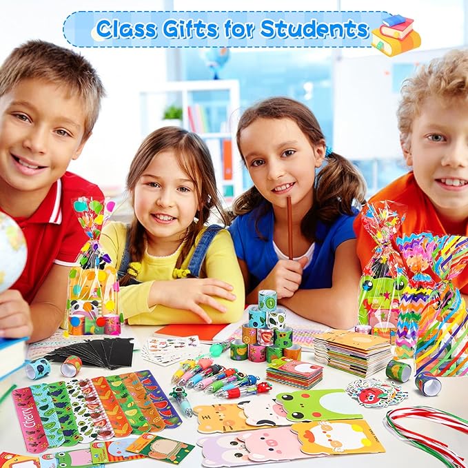 24 Pack Party Favors Classroom Gifts Set with Classic Animal ＆Fruit Designs for Teens, Goodie Bags with Multicolor Pen for Birthday Stuffers Rewards Prizes Party Favors