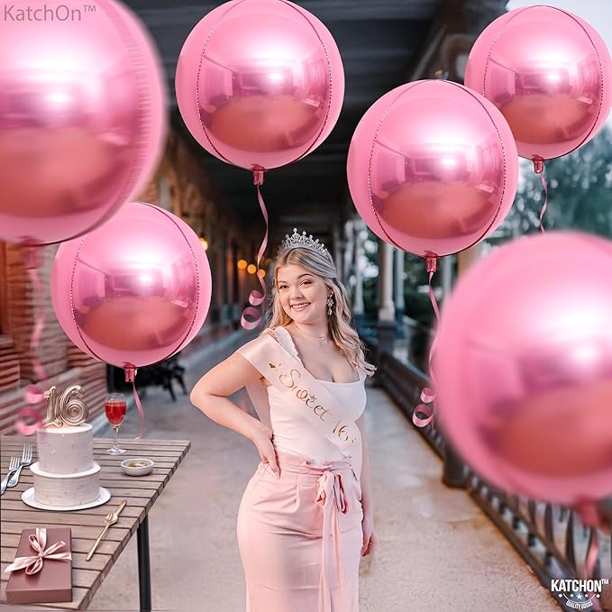 KatchOn, Pink Foil Balloons - 22 Inch, Pack of 12 | Metallic Pink Balloons, Foil Balloon for Pink Party Decorations | Bridal Balloons for Bridal Shower, Gender Reveal, Birthday Party, Bachelorette