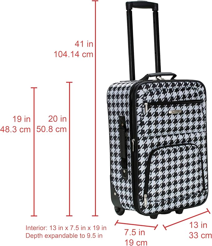 Rockland Fashion Softside 2 Piece Luggage Set, Expandable, (14" Tote/19" Upright), Kensington