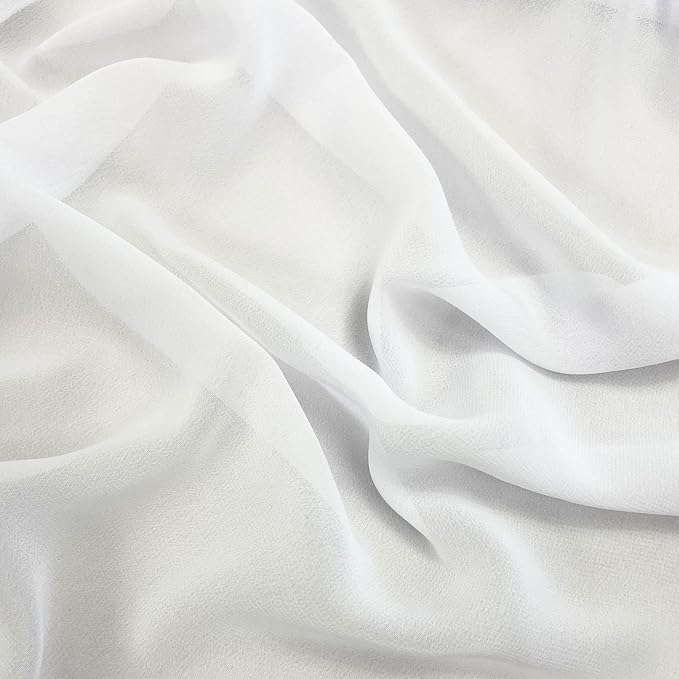 EHLDekol Sheer Chiffon Backdrop Curtains 10ft x 10ft， Chiffon Fabric Drapes for Wedding, Long Sheer Curtain for Living Room, Arch Party Stage Decoration (White, 120 x 120 Inch)