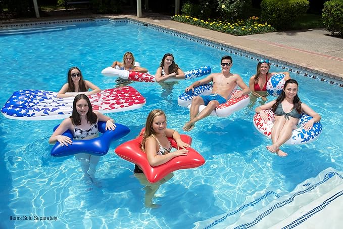 Poolmaster American Stars Inflatable Pool Floaties for Kids and Adults