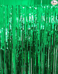 GOER 3.2 ft x 9.8 ft Metallic Tinsel Foil Fringe Curtains Party Photo Backdrop Party Streamers for St. Patrick's Day,Graduation,New Year Eve Decorations Christmas Wedding Decor (Green,3 Packs)